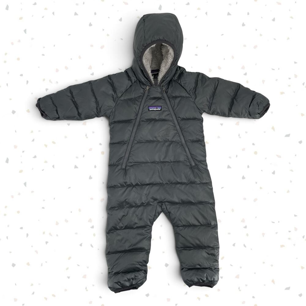 Patagonia Hi-Loft Carbon Grey Puffer Snowsuit Down Hiloft Baby Bunting 3-6 Month
